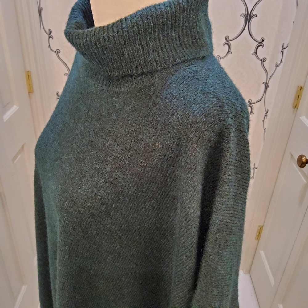 Heather Green Turtle Neck Pullover Shawl - image 5